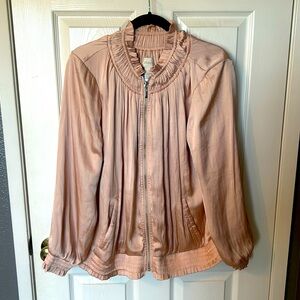 Chicos satin rose bomber jacket. Size 3